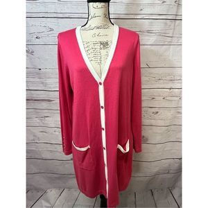 Beautiful Susan Graver all season medium pink button down sweater. Size M